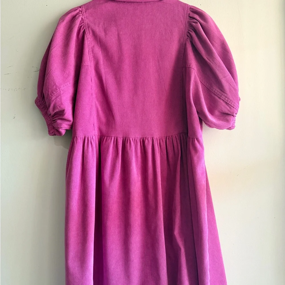 Entro Bright Pink Corduroy-Effect Collared Top